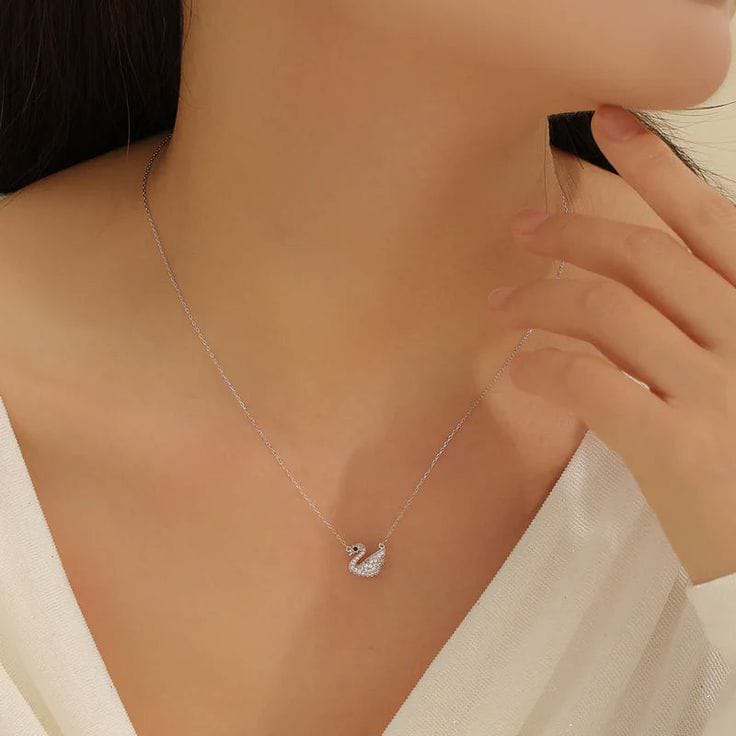 Elegant Silver Swan Stainless Steel Pendant