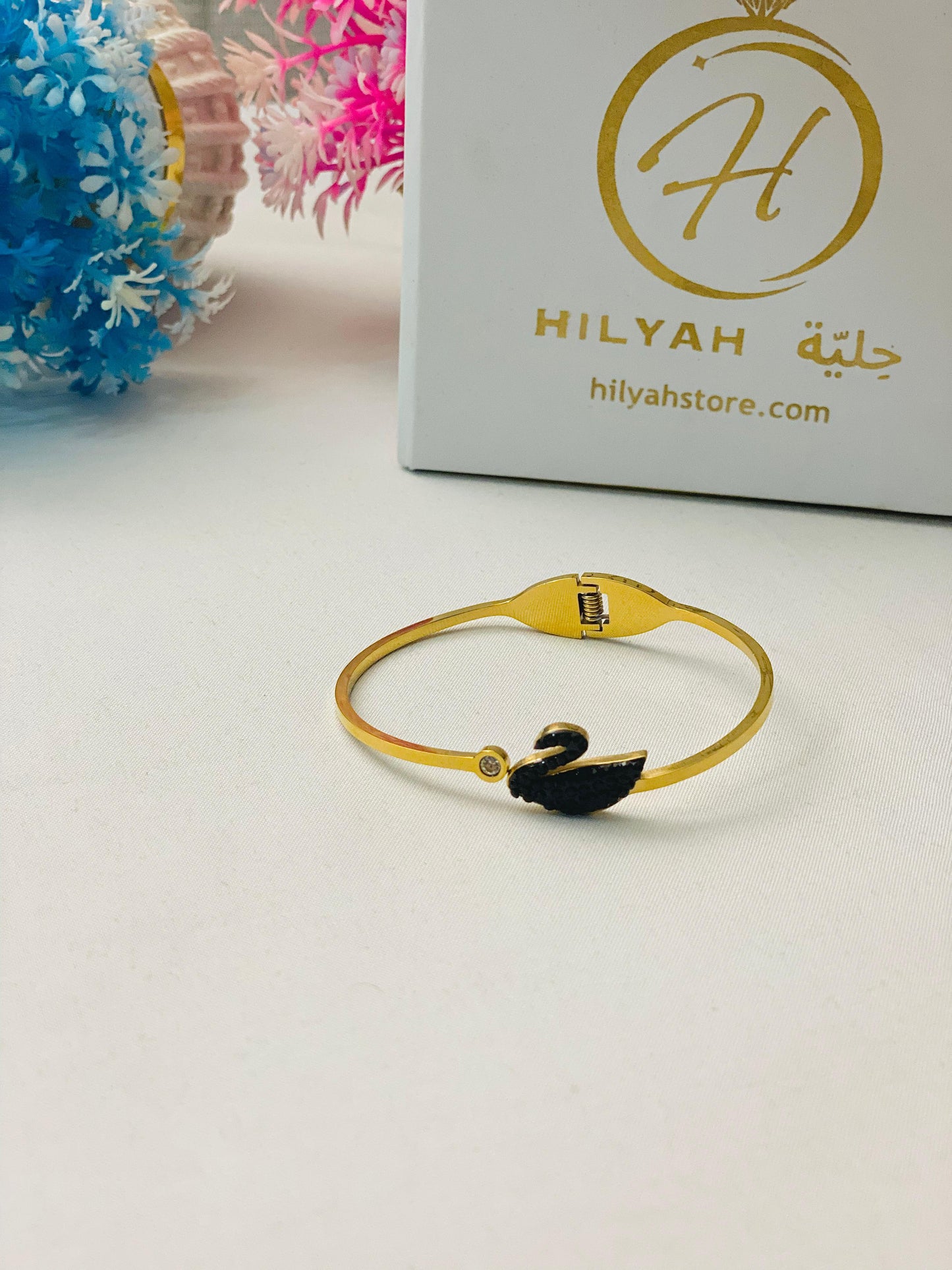 Elegant Black Swan Stainless Steel Bracelet