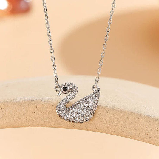 Elegant Silver Swan Stainless Steel Pendant