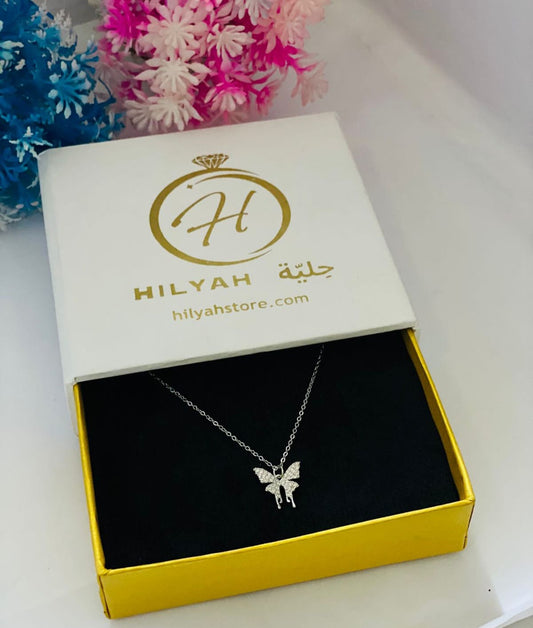 Sparkling Butterfly Stainless Steel Pendant