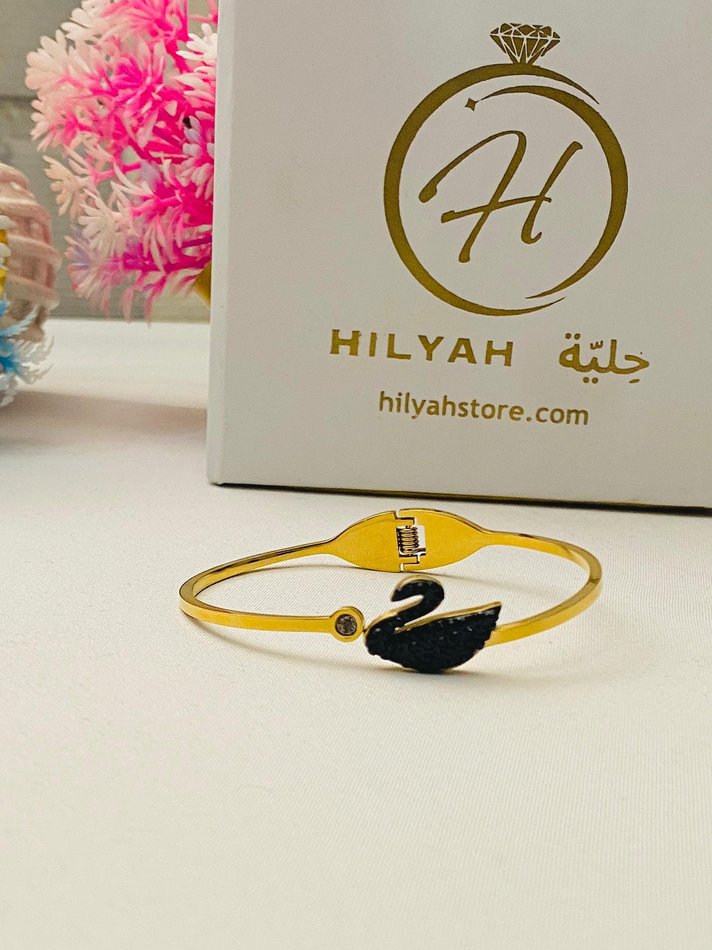Elegant Black Swan Stainless Steel Bracelet