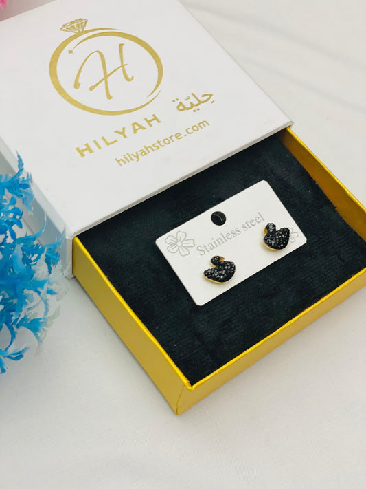 Elegant Black Swan Stainless Steel Earrings