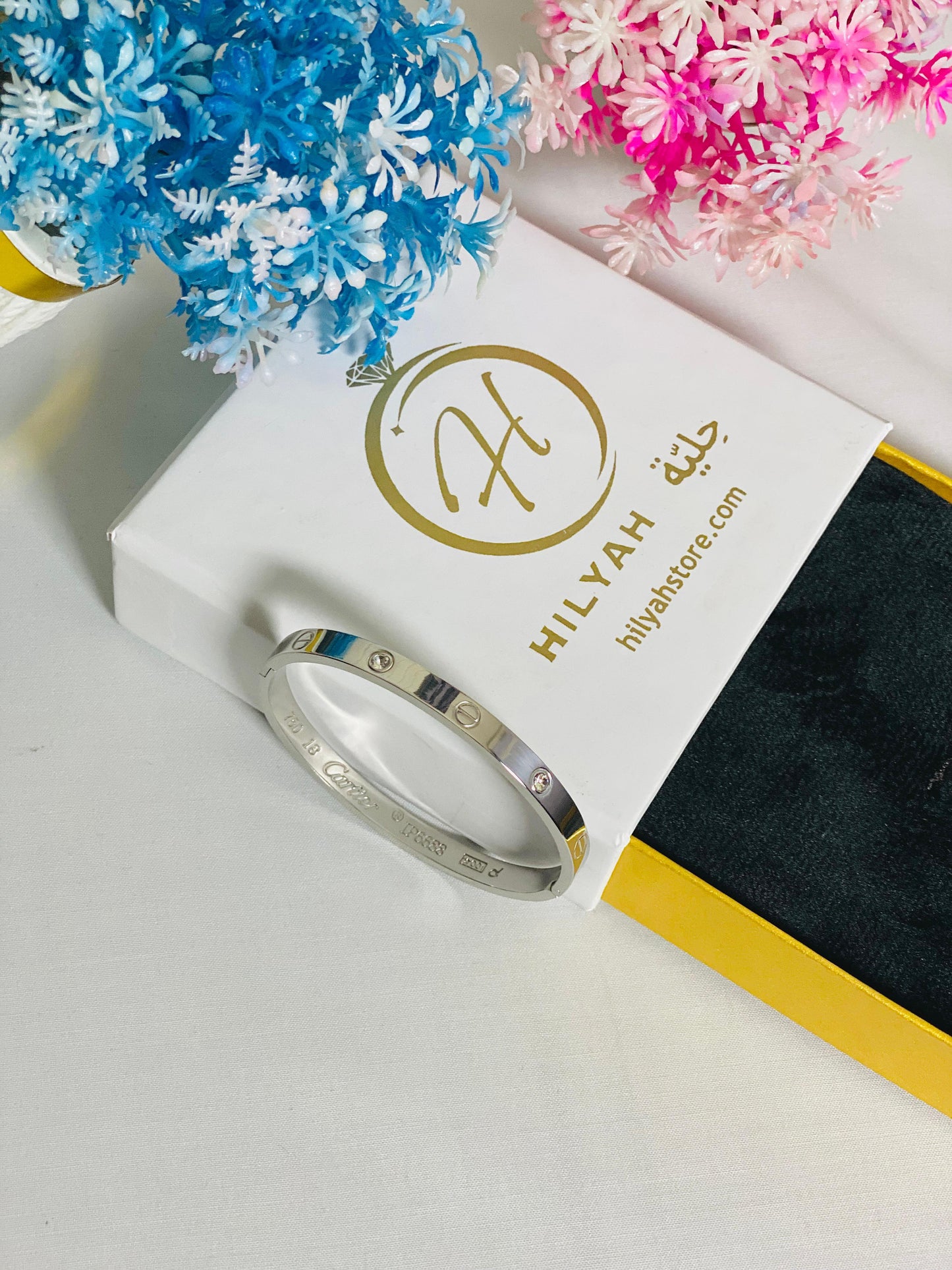 Sleek Silver-Tone Stainless Steel Bangle with Crystal Accents